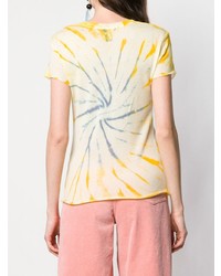 T-shirt girocollo effetto tie-dye gialla di The Elder Statesman