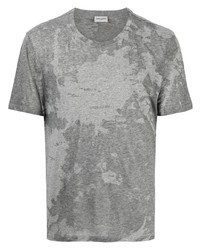 T-shirt girocollo effetto tie-dye grigia di Saint Laurent