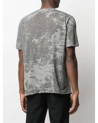 T-shirt girocollo effetto tie-dye grigia di Saint Laurent