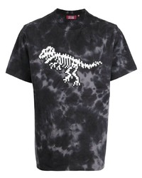 T-shirt girocollo effetto tie-dye grigio scuro di Mostly Heard Rarely Seen