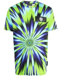 T-shirt girocollo effetto tie-dye lime di Plein Sport