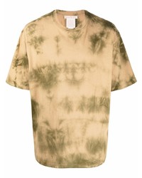 T-shirt girocollo effetto tie-dye marrone chiaro di Acne Studios