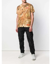 T-shirt girocollo effetto tie-dye marrone chiaro di Heron Preston