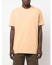 T-shirt girocollo effetto tie-dye marrone chiaro di Diesel