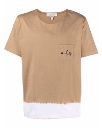 T-shirt girocollo effetto tie-dye marrone chiaro di Nick Fouquet