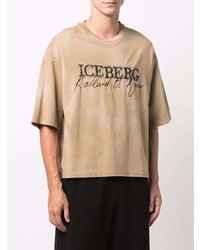 T-shirt girocollo effetto tie-dye marrone chiaro di Iceberg