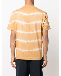 T-shirt girocollo effetto tie-dye marrone chiaro di Roberto Collina