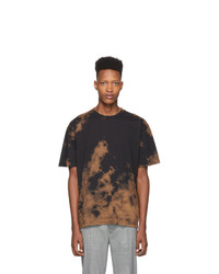 T-shirt girocollo effetto tie-dye marrone scuro