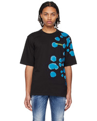 T-shirt girocollo effetto tie-dye marrone scuro di DSQUARED2