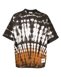 T-shirt girocollo effetto tie-dye marrone scuro di Jil Sander