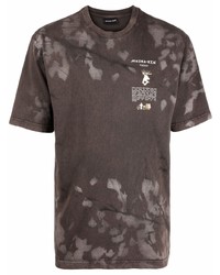 T-shirt girocollo effetto tie-dye marrone scuro di Mauna Kea