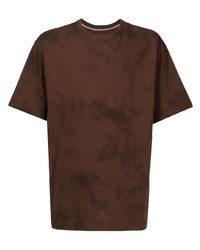 T-shirt girocollo effetto tie-dye marrone scuro di Ziggy Chen