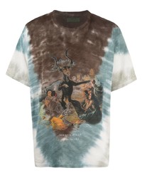 T-shirt girocollo effetto tie-dye marrone di Siberia Hills