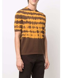 T-shirt girocollo effetto tie-dye marrone di Malo