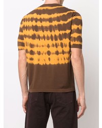 T-shirt girocollo effetto tie-dye marrone di Malo