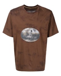 T-shirt girocollo effetto tie-dye marrone di Ziggy Chen