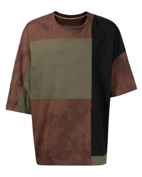 T-shirt girocollo effetto tie-dye marrone di Ziggy Chen