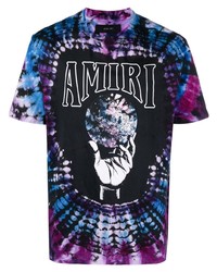 T-shirt girocollo effetto tie-dye melanzana scuro di Amiri