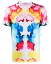 T-shirt girocollo effetto tie-dye multicolore di Alexander McQueen
