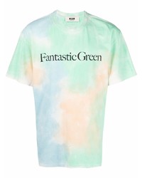 T-shirt girocollo effetto tie-dye multicolore di MSGM