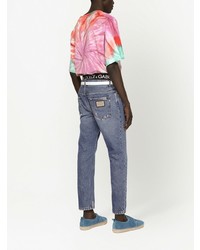 T-shirt girocollo effetto tie-dye multicolore di Dolce & Gabbana