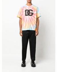 T-shirt girocollo effetto tie-dye multicolore di Dolce & Gabbana