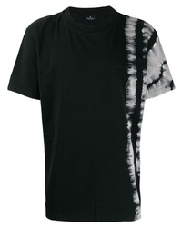 T-shirt girocollo effetto tie-dye nera e bianca