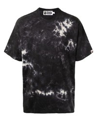 T-shirt girocollo effetto tie-dye nera e bianca di A Bathing Ape