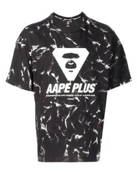 T-shirt girocollo effetto tie-dye nera e bianca di AAPE BY A BATHING APE
