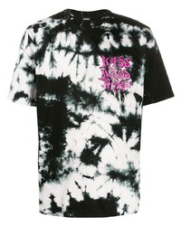 T-shirt girocollo effetto tie-dye nera e bianca di Diesel
