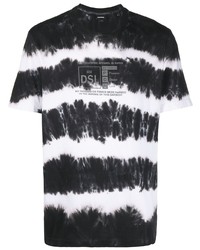 T-shirt girocollo effetto tie-dye nera e bianca di Diesel
