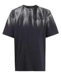 T-shirt girocollo effetto tie-dye nera e bianca di Feng Chen Wang
