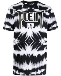 T-shirt girocollo effetto tie-dye nera e bianca di Philipp Plein