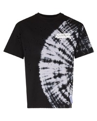 T-shirt girocollo effetto tie-dye nera e bianca di Satisfy