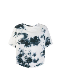 T-shirt girocollo effetto tie-dye nera e bianca di Suzusan