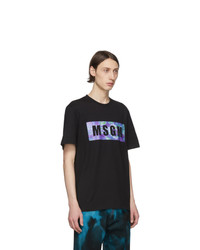 T-shirt girocollo effetto tie-dye nera di MSGM
