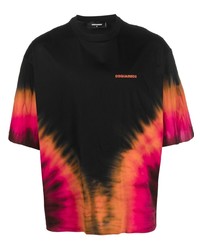 T-shirt girocollo effetto tie-dye nera di DSQUARED2