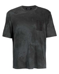 T-shirt girocollo effetto tie-dye nera di Ea7 Emporio Armani