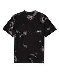 T-shirt girocollo effetto tie-dye nera di purple brand