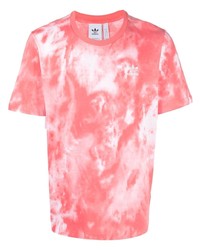 T-shirt girocollo effetto tie-dye rosa di adidas