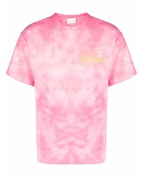 T-shirt girocollo effetto tie-dye rosa di Aries