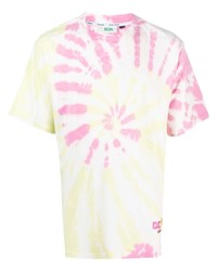T-shirt girocollo effetto tie-dye rosa di Gcds
