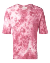 T-shirt girocollo effetto tie-dye rosa di Laneus