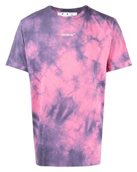T-shirt girocollo effetto tie-dye rosa di Off-White