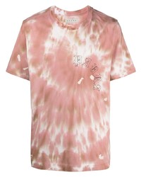 T-shirt girocollo effetto tie-dye rosa di Paura