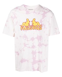 T-shirt girocollo effetto tie-dye rosa di Pleasures