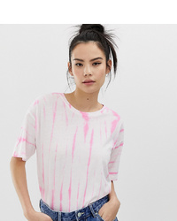 T-shirt girocollo effetto tie-dye rosa di Pull&Bear