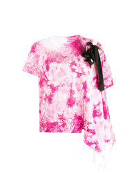 T-shirt girocollo effetto tie-dye rosa di Sacai
