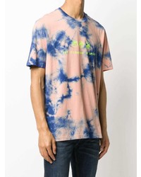 T-shirt girocollo effetto tie-dye rosa di Diesel