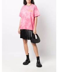 T-shirt girocollo effetto tie-dye rosa di Aries